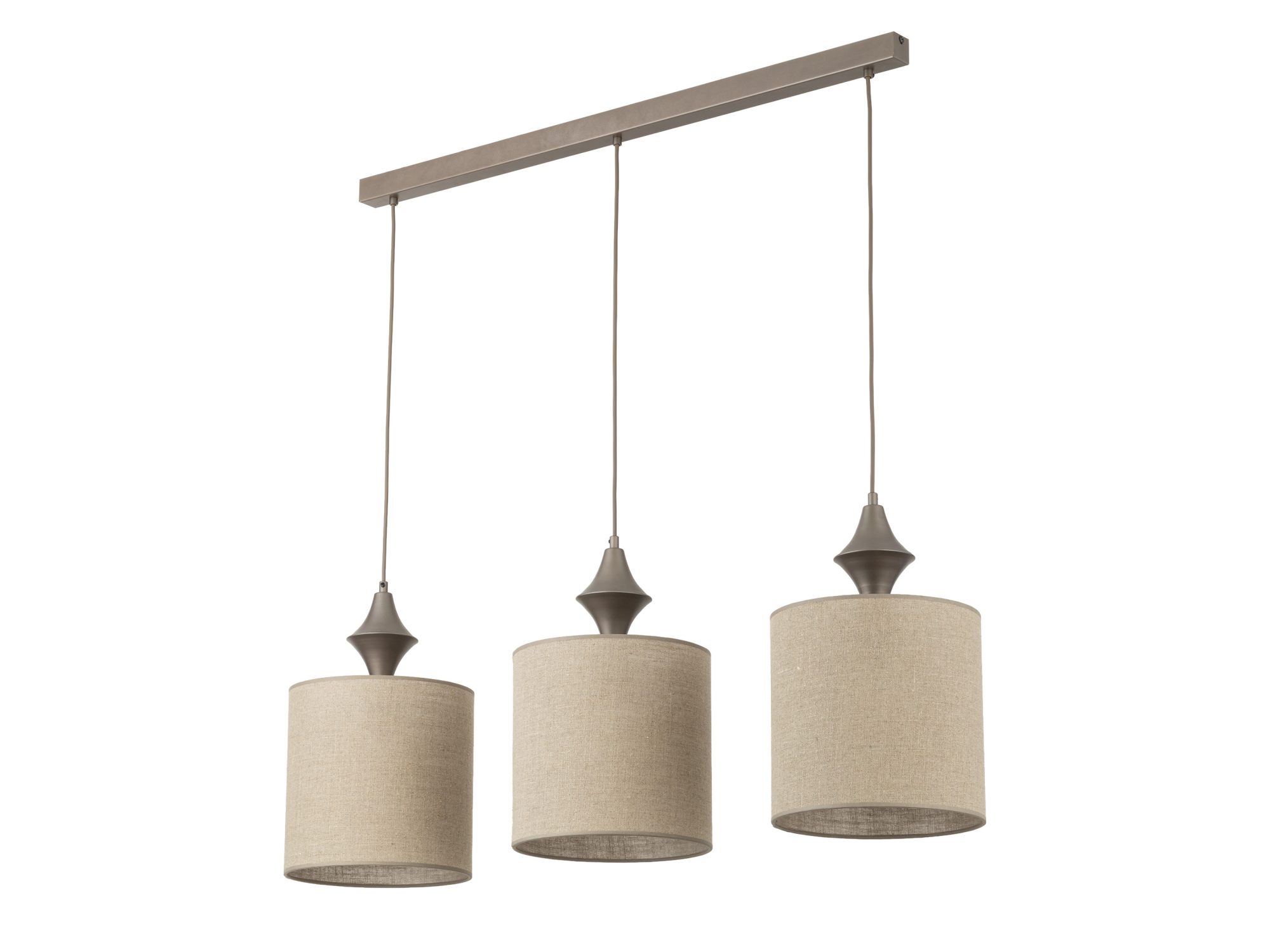 Lampa wisząca Amura trzypunktowa w ciemnym brązie na białym tle