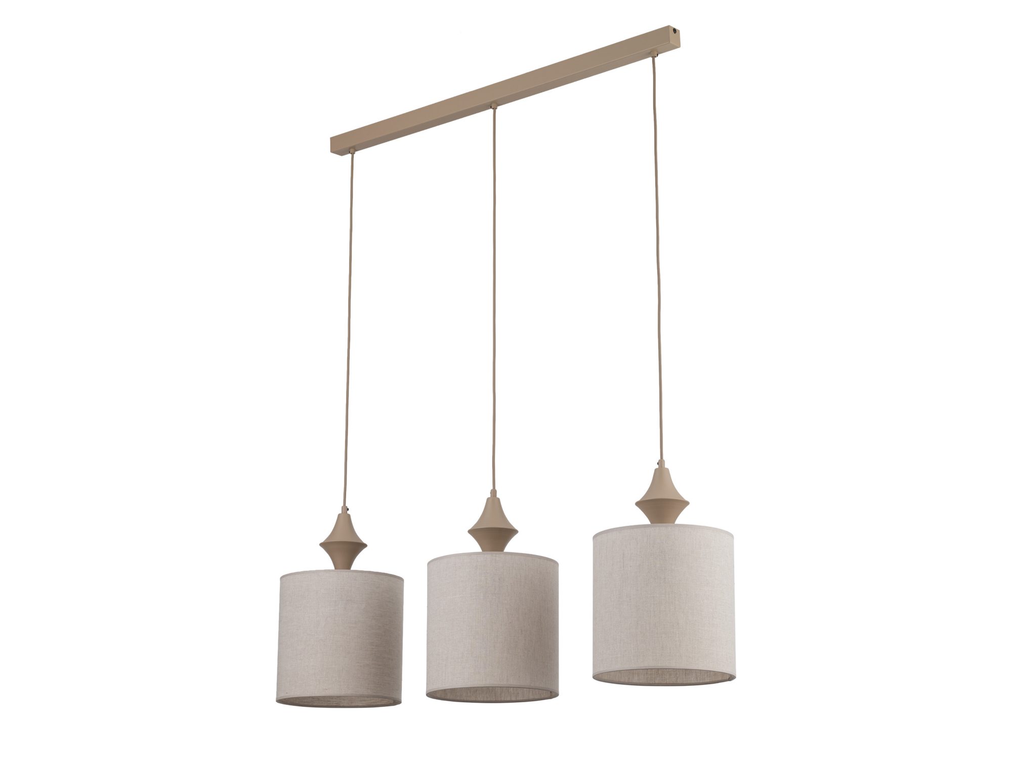 Lampa wisząca Amura trzypunktowa w piaskowym beżu na białym tle