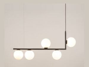 Miniaturka 1 - Lampa wisząca Andy 5 czarna z pięcioma białymi szklanymi kulami