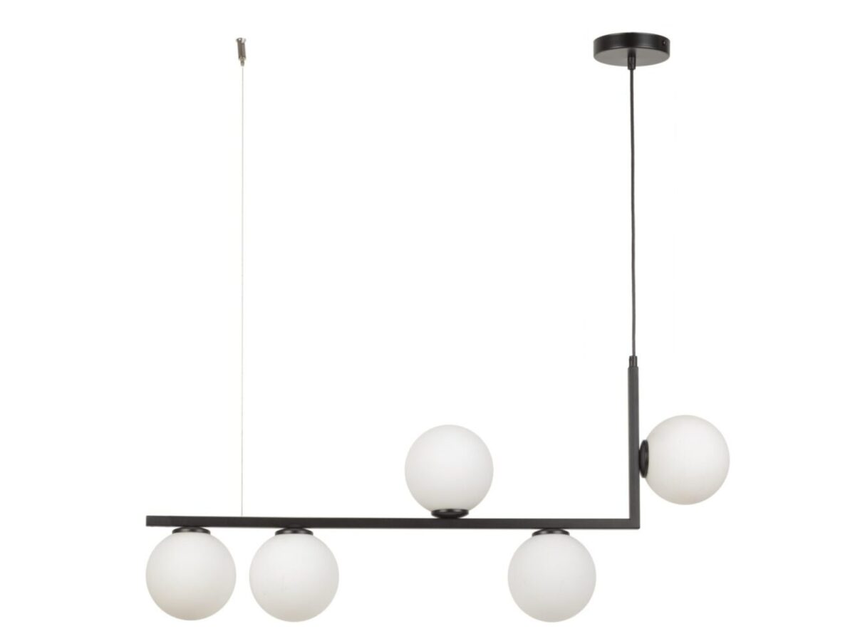 Lampa wisząca Andy 5-punktowa z białymi szklanymi kulami