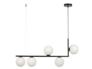 Miniaturka 6 - Lampa wisząca Andy 5 czarna z białymi szklanymi kulami na białym tle