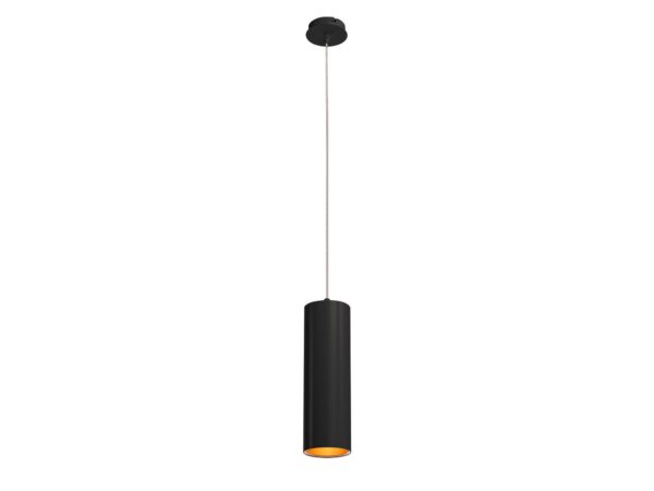 Czarna lampa wisząca Anela LED z przykładowym odbłyśnikiem dostępnym osobno