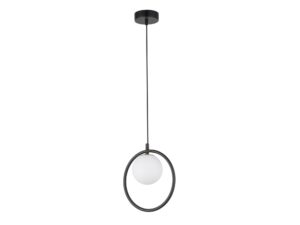 Miniaturka 1 - Lampa wisząca Aqua 1 w czarnym kolorze z białą szklaną kulą