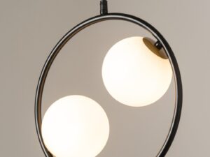 Miniaturka 1 - Lampa wisząca Aqua 2 czarna, dwa świecące klosze w okrągłym metalowym stelażu