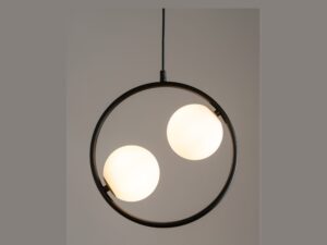 Miniaturka 4 - Lampa wisząca Aqua 2 czarna z białymi świecącymi kulami, zbliżenie na obręcz
