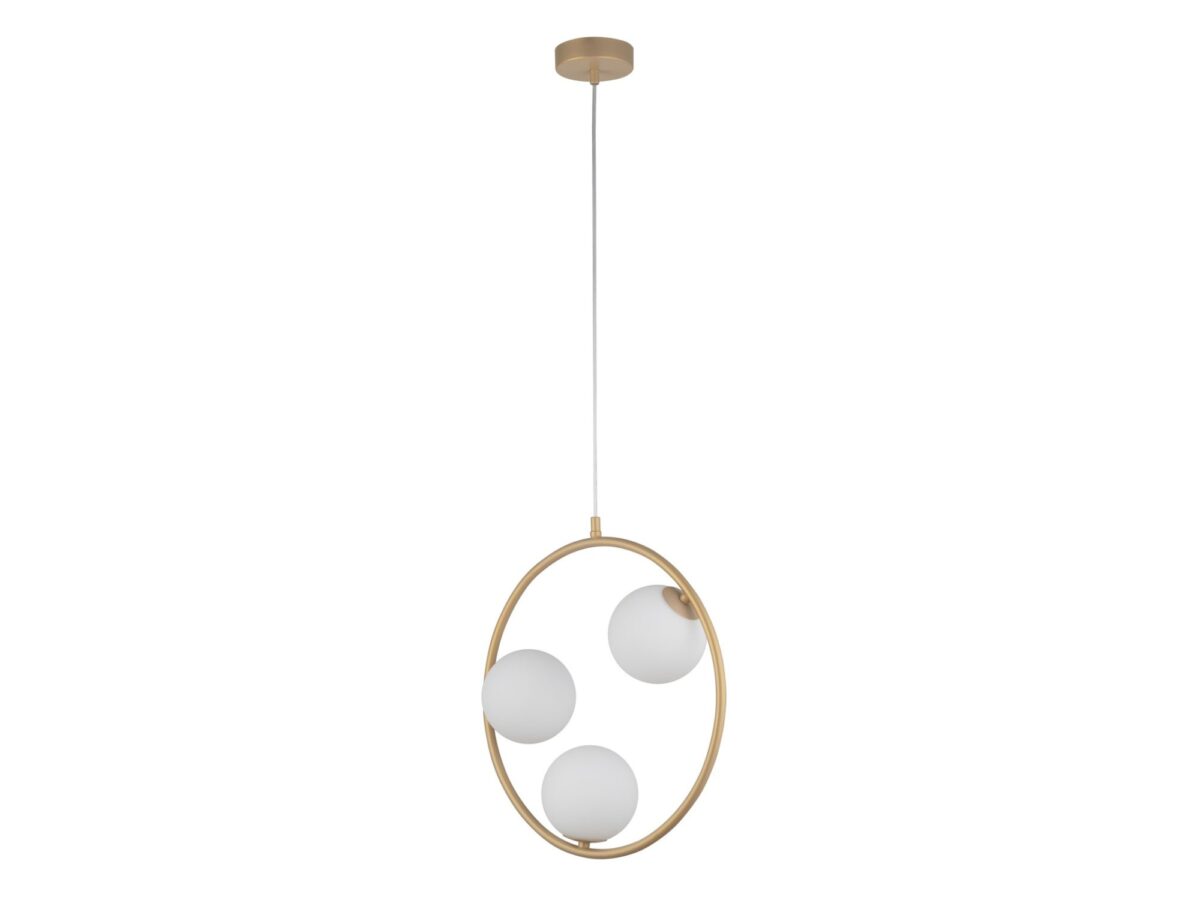 Lampa wisząca Aqua 3-punktowa złoty beż ze szklanymi kulami