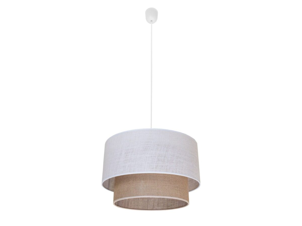 Lampa wisząca Arasona tekstylna jasna i naturalna 35 cm