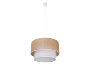 Miniaturka 1 - Lampa wisząca Arasona z naturalnym zewnętrznym i jasnym wewnętrznym kloszem na białym tle