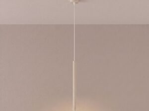 Miniaturka 1 - Lampa wisząca ARCANA 1 beżowa zawieszona przy jasnej ścianie