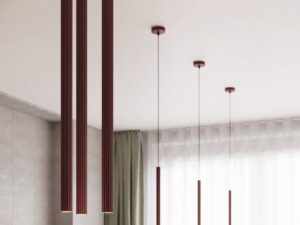 Miniaturka 3 - Lampa wisząca ARCANA 1 burgund nad stołem w jadalni