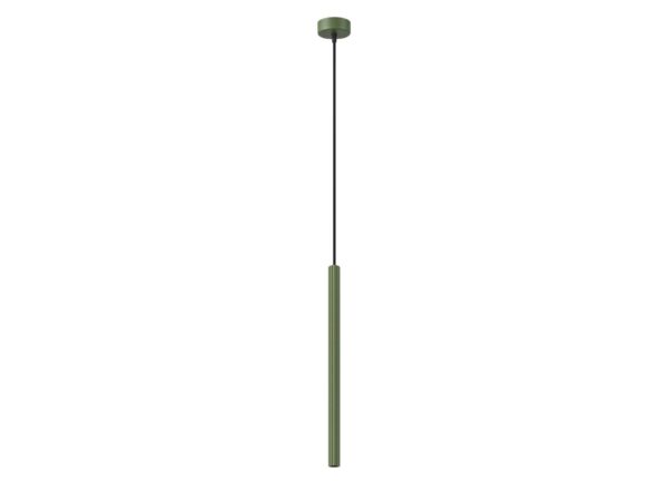 Lampa wisząca ARCANA 1 zielona oliwka na białym tle