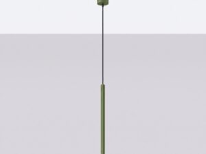Miniaturka 1 - Lampa wisząca ARCANA 1 zielona oliwka zawieszona przy jasnej ścianie