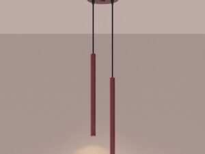 Miniaturka 6 - Lampa wisząca ARCANA 2P burgund z zapalonym światłem