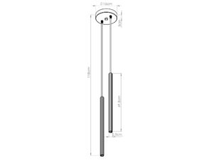 Miniaturka 5 - Lampa wisząca ARCANA 2P burgund – rysunek wymiarowy