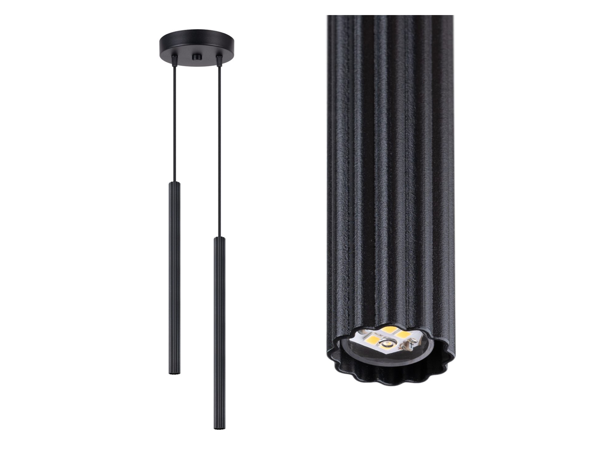 Lampa wisząca ARCANA 2P czarna – tuba z bliska