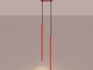 Miniaturka 6 - Lampa wisząca ARCANA 2P ochra czerwona z zapalonym światłem