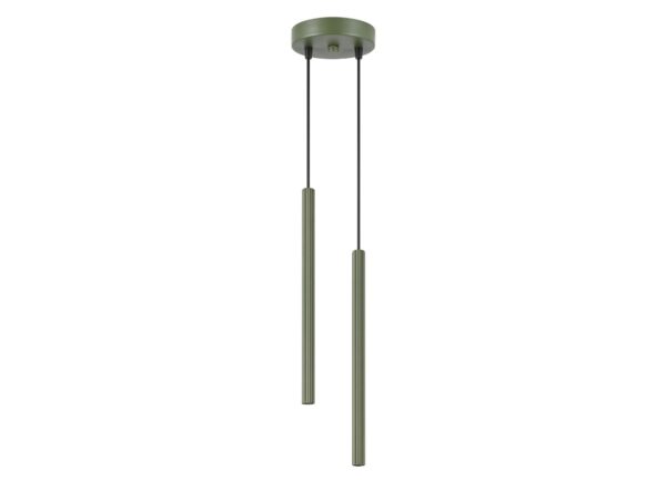 Lampa wisząca ARCANA 2P zielona oliwka na białym tle