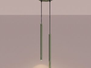 Miniaturka 6 - Lampa wisząca ARCANA 2P zielona oliwka z zapalonym światłem