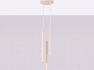 Miniaturka 1 - Lampa wisząca ARCANA 3P beżowa zawieszona przy jasnej ścianie