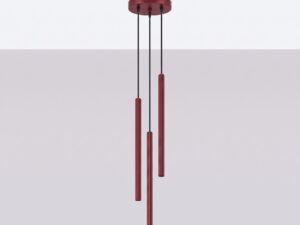 Miniaturka 1 - Lampa wisząca ARCANA 3P burgund zawieszona przy jasnej ścianie