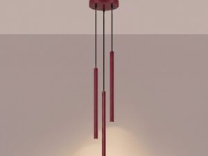 Miniaturka 6 - Lampa wisząca ARCANA 3P burgund z zapalonym światłem