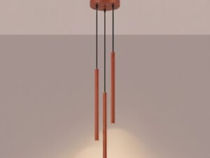 Miniaturka 6 - Lampa wisząca ARCANA 3P ochra czerwona z zapalonym światłem
