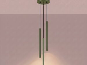 Miniaturka 6 - Lampa wisząca ARCANA 3P zielona oliwka z zapalonym światłem