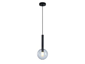 Miniaturka 3 - Lampa wisząca Arelano czarna, jeden szklany klosz 15 cm na białym tle