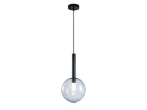 Miniaturka 1 - Lampa wisząca Arelano czarna, jeden szklany klosz 20 cm na białym tle