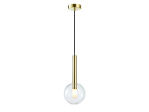 Miniaturka 2 - Lampa wisząca Arelano złota, jeden szklany klosz 15 cm na białym tle