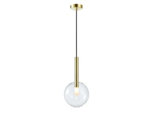 Miniaturka 8 - Lampa wisząca Arelano złota, jeden szklany klosz 20 cm na białym tle