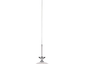 Miniaturka 1 - Lampa wisząca Aria, chromowane zawieszenie i biały żłobiony klosz