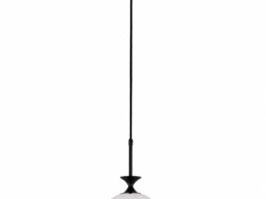 Miniaturka 2 - Lampa wisząca Aria z czarnym przewodem i białym żłobionym kloszem
