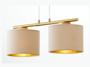 Miniaturka 2 - Lampa Ariel 2 z dwoma beżowymi abażurami i stalową konstrukcją z innego ujęcia