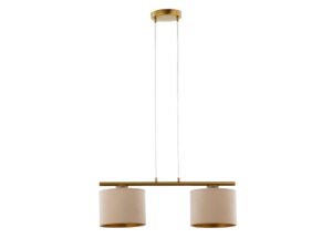 Miniaturka 5 - Lampa wisząca Ariel 2 złota szczotkowana z dwoma beżowymi abażurami