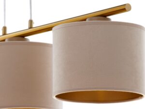 Miniaturka 2 - Lampa wisząca Ariel 3 w beżowym wykończeniu na ujęciu aranżacyjnym