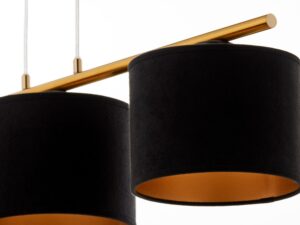 Miniaturka 3 - Lampa wisząca Ariel 3 z czarnymi welurowymi abażurami we wnętrzu