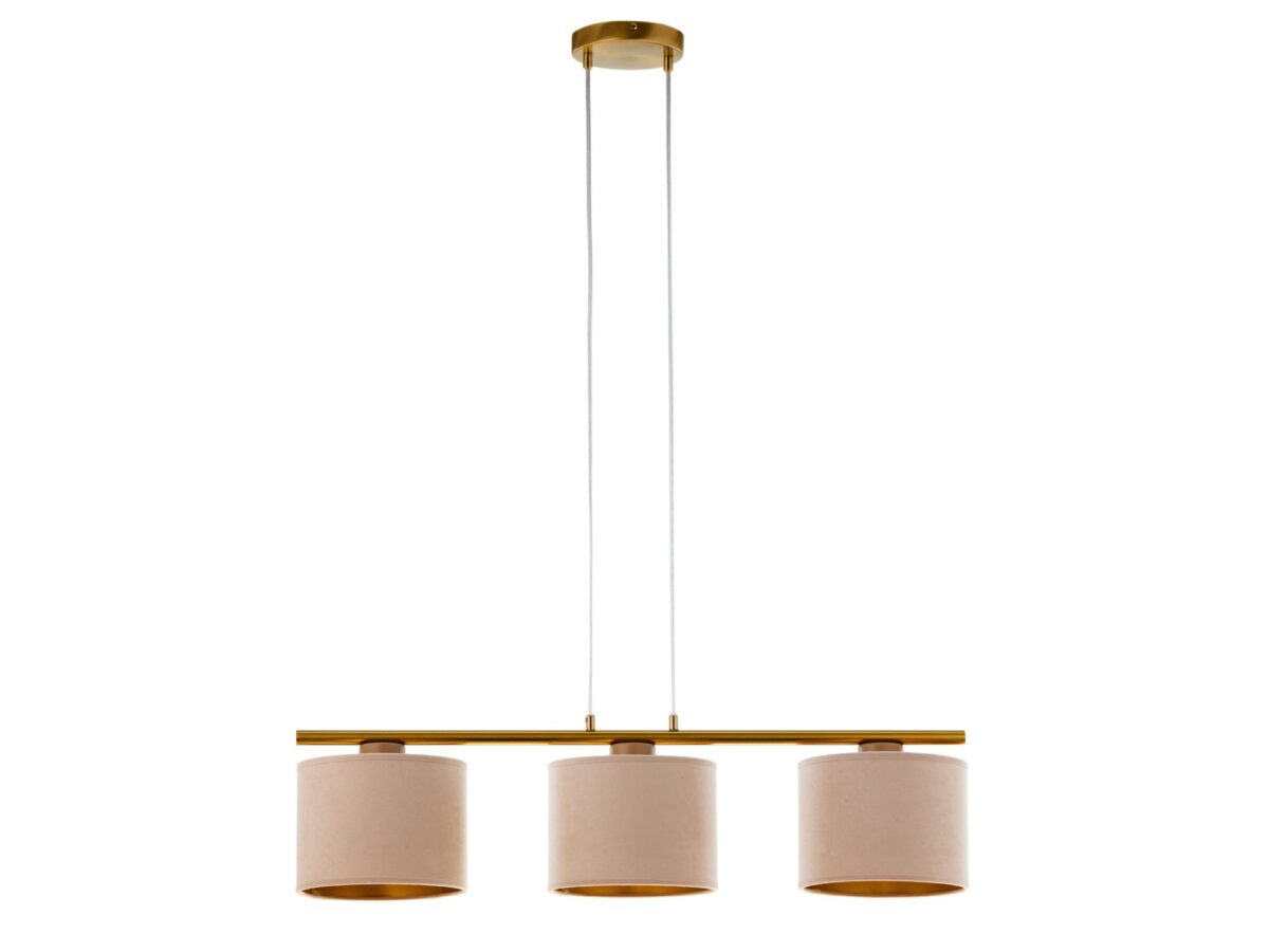 Lampa wisząca Ariel 3-punktowa z welurowymi abażurami