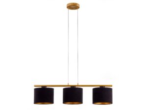 Miniaturka 1 - Lampa wisząca Ariel 3 ze złotym stelażem i czarnymi abażurami
