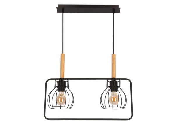 Lampa wisząca Arilia czarna z dwoma metalowymi ażurowymi kloszami