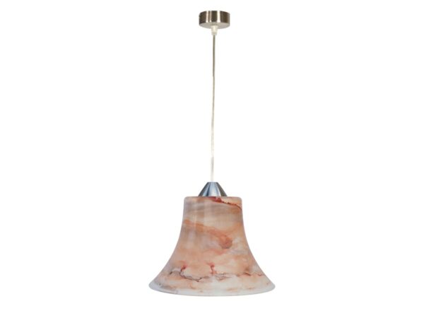 Lampa wisząca Arineta różowy marmurkowy klosz stożkowy E27