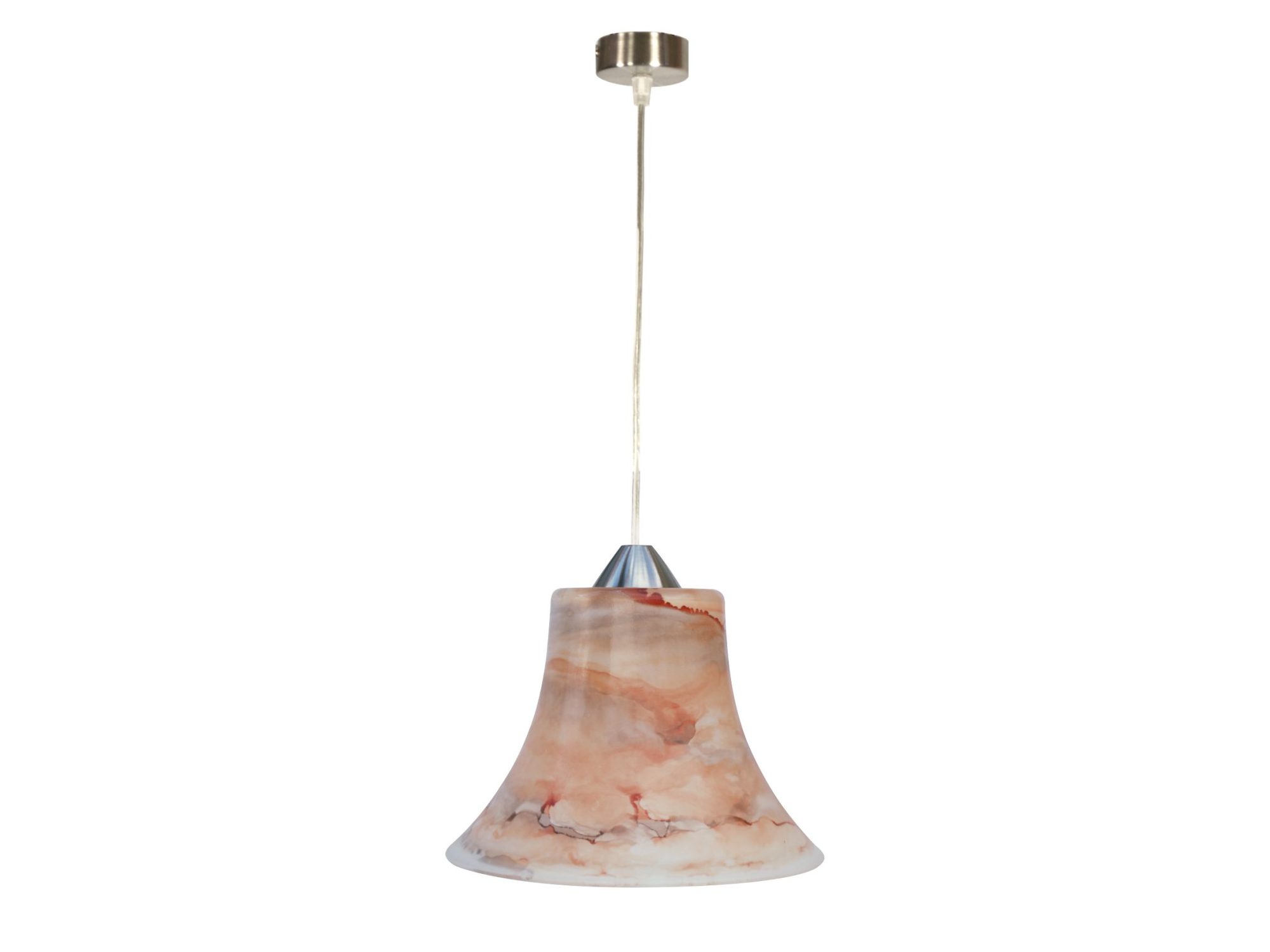 Lampa wisząca Arineta różowy marmurkowy klosz stożkowy E27
