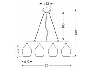 Miniaturka 1 - Lampa wisząca Aromora rysunek wymiarowy 70 na 120 cm