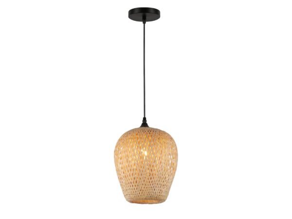 Lampa wisząca Arotina E27 23 cm czarna z bambusem