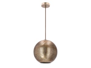 Miniaturka 4 - Lampa wisząca Arotio z ażurowym kulistym kloszem w jasnym brązie