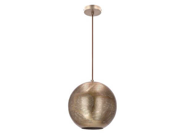 Lampa wisząca Arotio z ażurowym kulistym kloszem w jasnym brązie