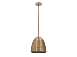 Miniaturka 3 - Lampa wisząca Arotio z ażurowym stożkowym kloszem w kolorze patyny