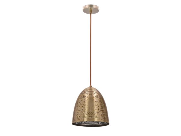 Lampa wisząca Arotio z ażurowym stożkowym kloszem w kolorze patyny