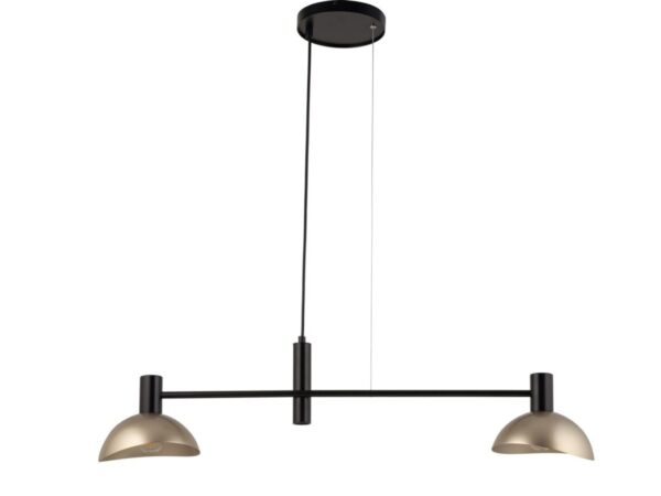 Lampa wisząca Artis 2 w kolorze czarnym i złotym na jasnym tle