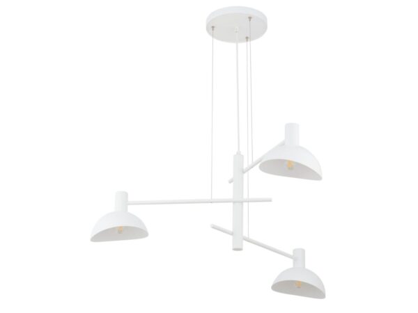 Lampa wisząca Artis 3 biała z trzema metalowymi kloszami na białym tle